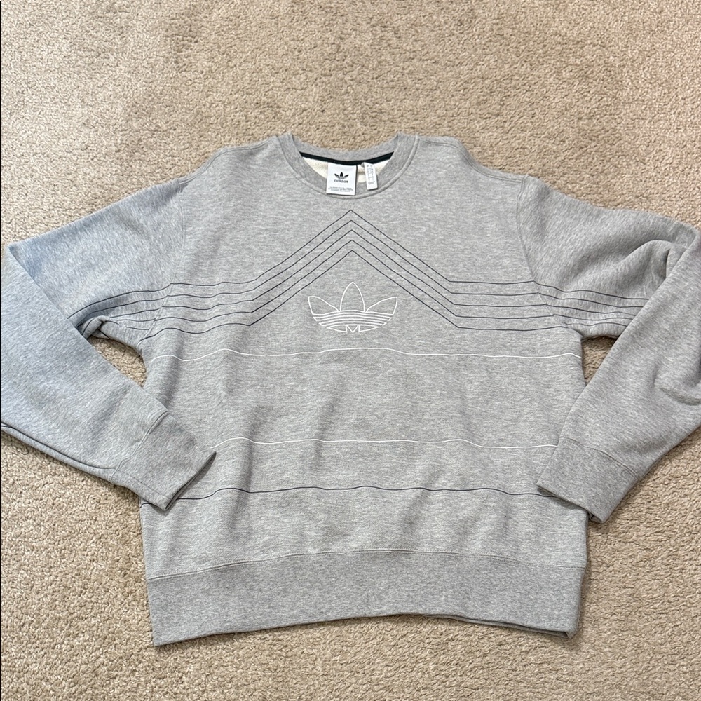 Adidas Men's Crewneck Sweater in Light Gray